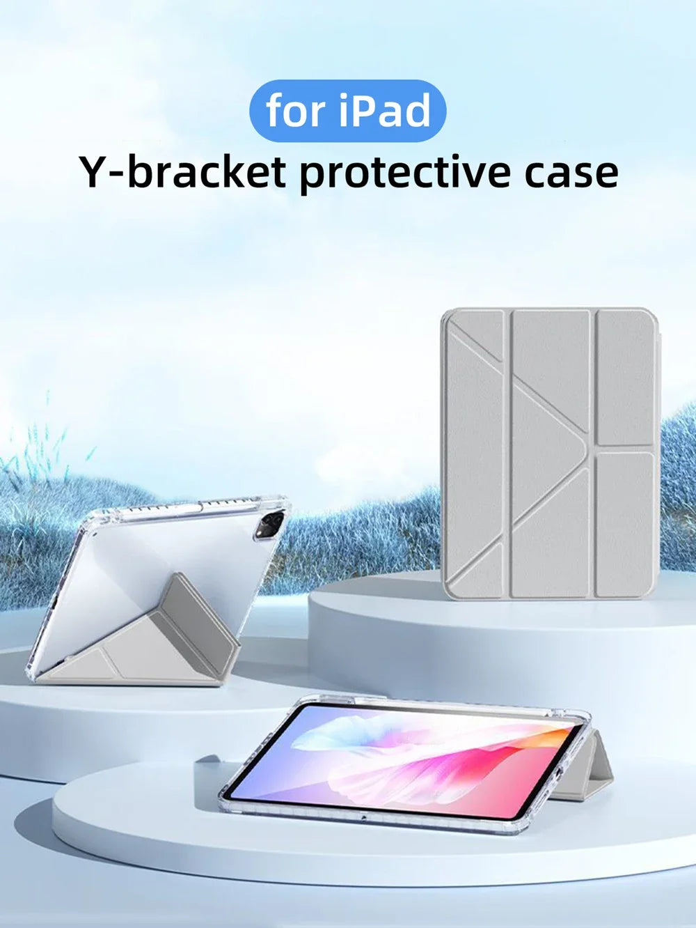 Smart Case with Pen Holder for iPad Air 5/6, Pro 11/12.9, Mini 6/7 – Compatible with 9.7" to 13" Models