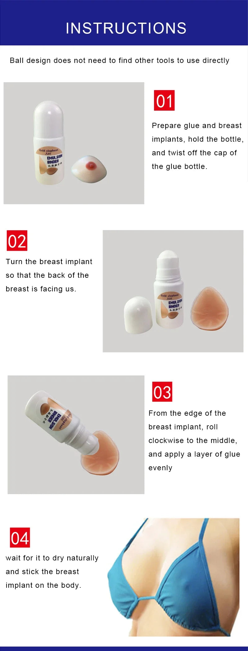 Gold Elephant A89 Silicone Breast Glue – Invisible Emulsion Binder & Water-Resistant Chest Stickers for Crossdressers
