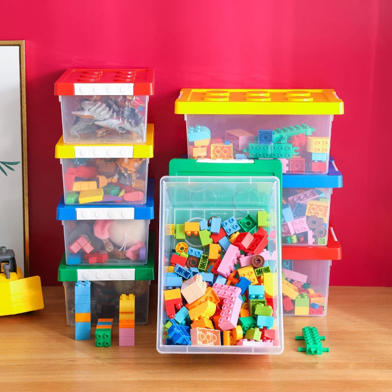 Stackable Kids Building Block Storage Box – Toy Organizer & Container for Books, Stationery, Snacks & Sundries