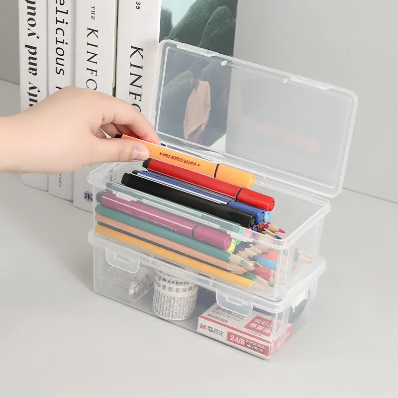 Transparent Sketch Pencil Case: Large Capacity Storage for Art Students - Plastic Toolbox