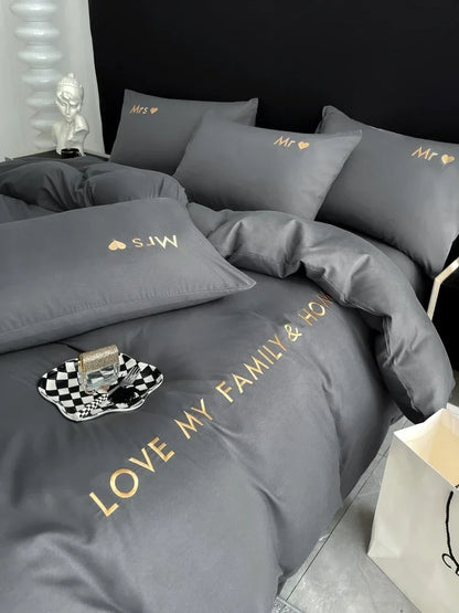 Nordic Luxury Egyptian Cotton Bedding Set - King, Queen, Double, Twin Size with Sheet, Duvet Cover & Pillowcases
