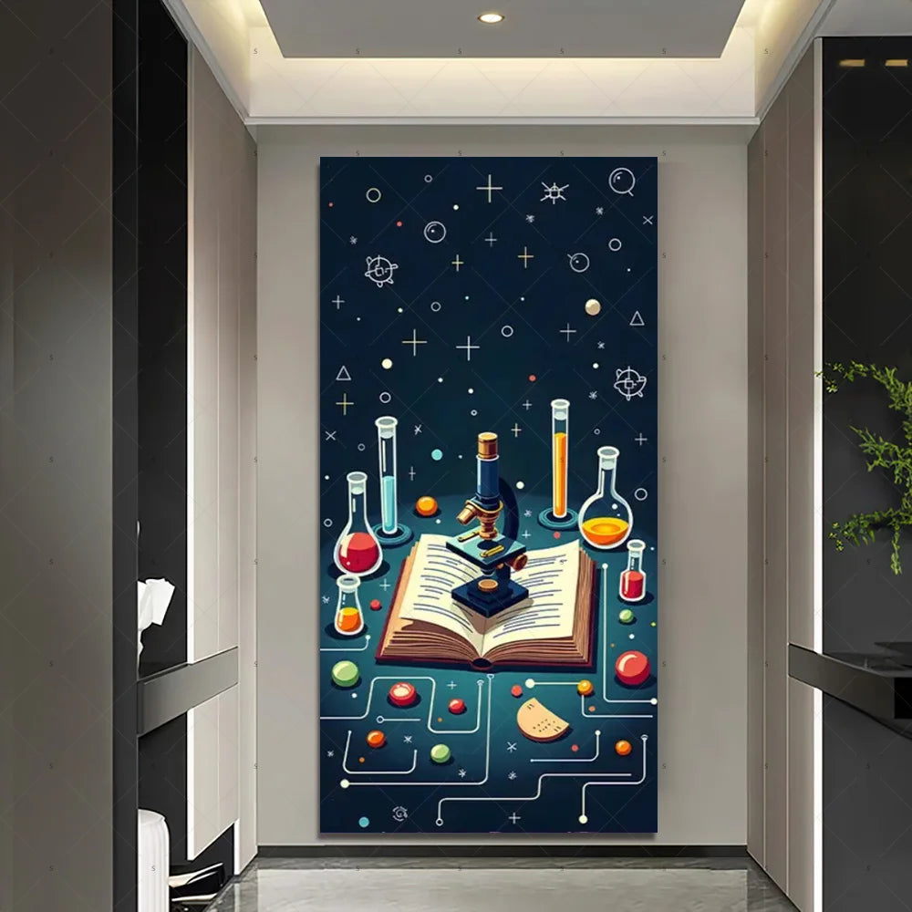 Chemistry Lab Door Cover Backdrop – Science Experiment Party Decoration & Photography Props with Laboratory Equipment Theme