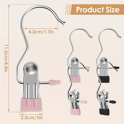 Stainless Steel Clothespins with Hook – Portable Laundry Organizer for Efficient Clothes Management & Hanging