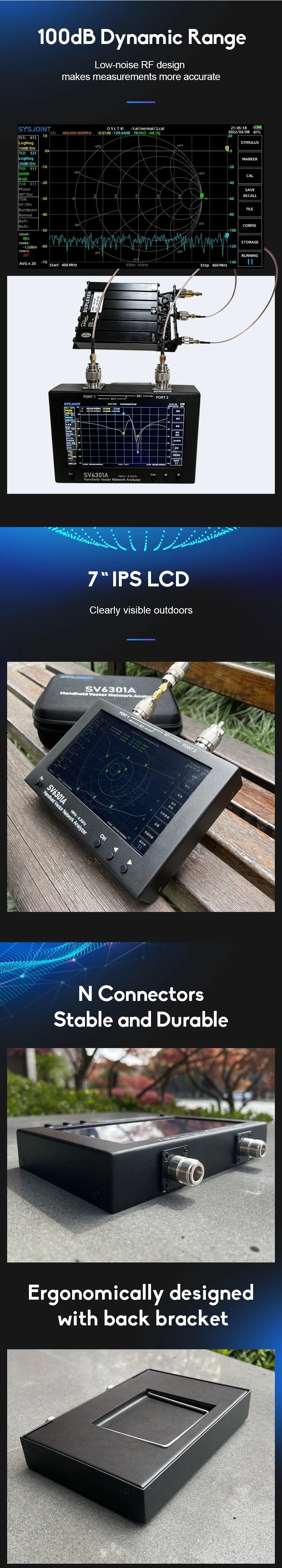 SV6301A 7" Vector Network Analyzer — 6.3GHz HF VHF UHF Antenna SWR VNA, NanoVNA Upgrade