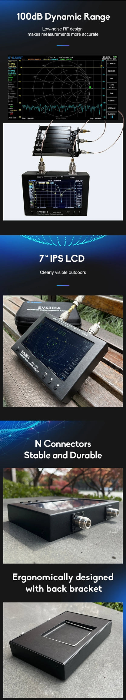 SV6301A 7" Vector Network Analyzer — 6.3GHz HF VHF UHF Antenna SWR VNA, NanoVNA Upgrade