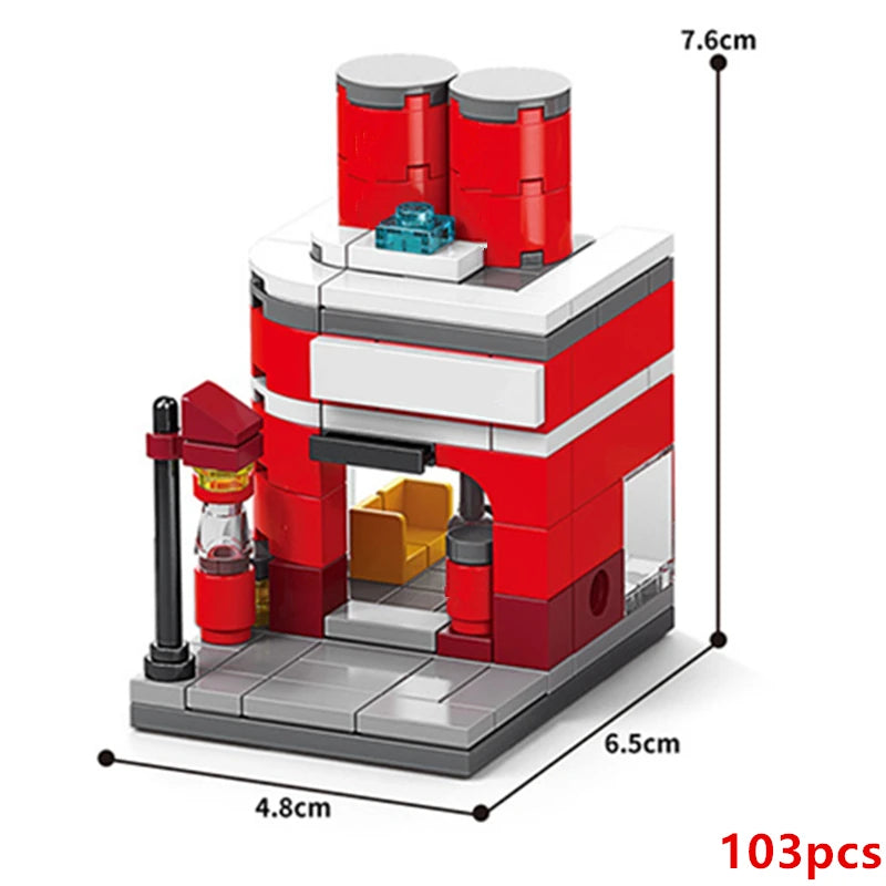 Restaurant Dessert Coffee Pet Fruit Store Building Blocks Kit - Street View Food House Model Toy