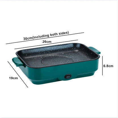 Multifunctional Electric BBQ Grill – 26cm Square Mini Electric Baking Tray and Wok for Pancakes, Steak, and Kitchen Frying