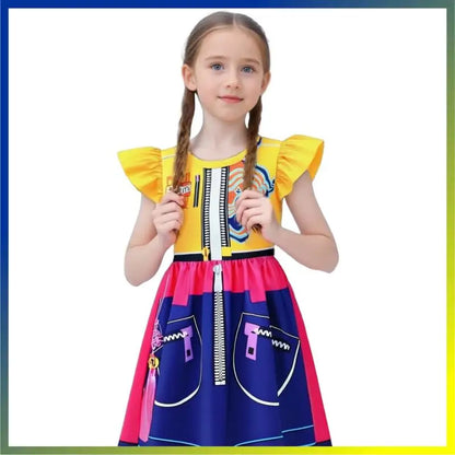 Halloween Zoey, Mira, Rumi Cosplay Costume – Colorful Demon Hunters Flying Sleeve Dress for Girls, Movie K-Pop Idol Role-Play