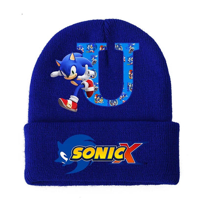 Sonic Cartoon Kids Knitted Hat – Cotton Winter Woolen Cap for Boys & Girls, Cute Anime Headgear Gift