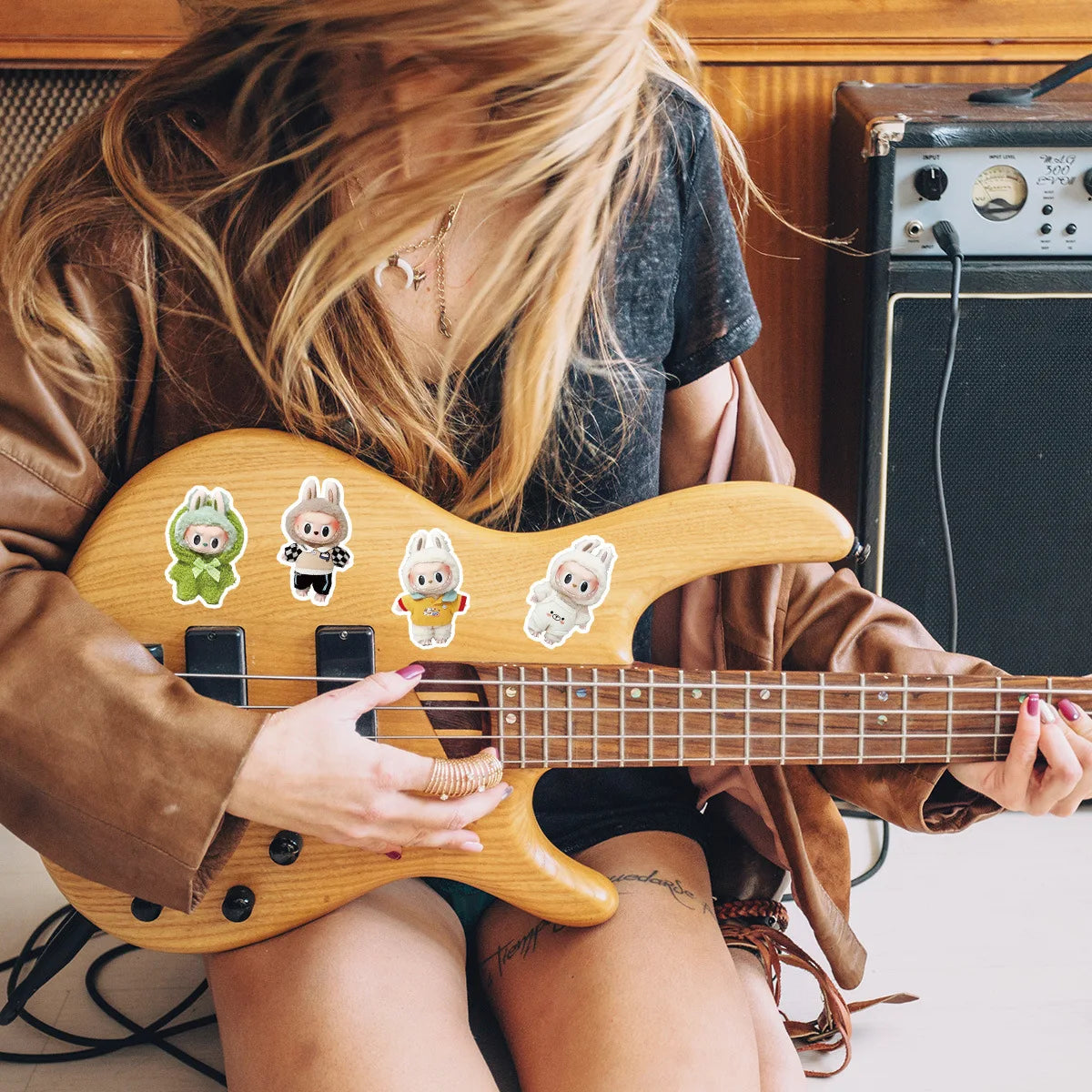 50pcs Cute Labubu Doll Graffiti Stickers 4x7cm – Skateboard, Suitcase, Guitar Decor Party Favor Gift for Kids   2/2