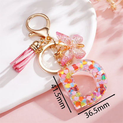 A-Z Letter Pendant Keychain - Tassel Key Ring Charm for Women & DIY Jewelry Making