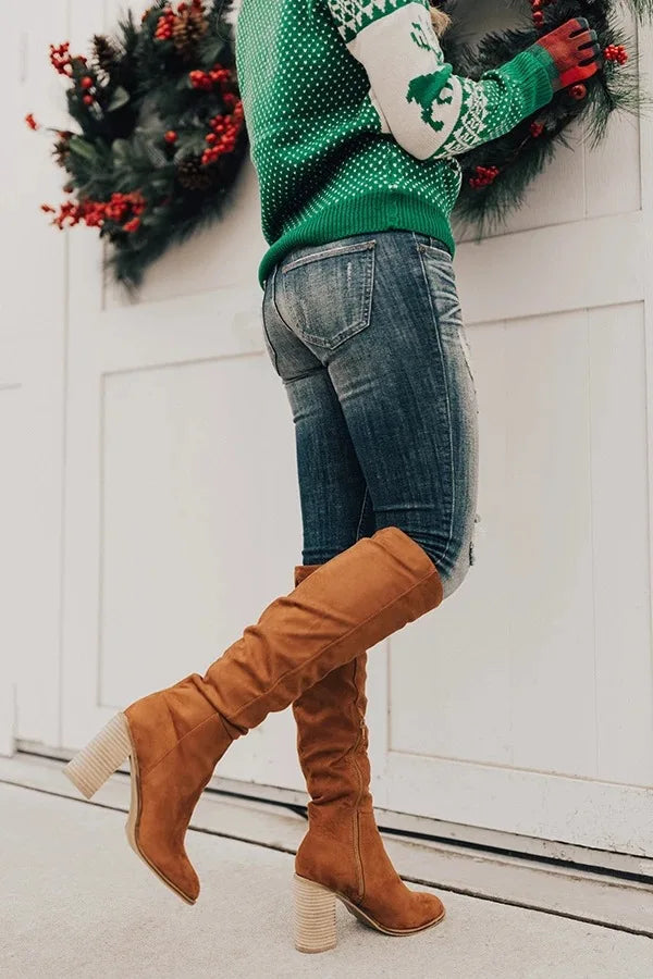 Women's Over-the-Knee High Heel Riding Boots — 2022 Side-Zipper Size 43