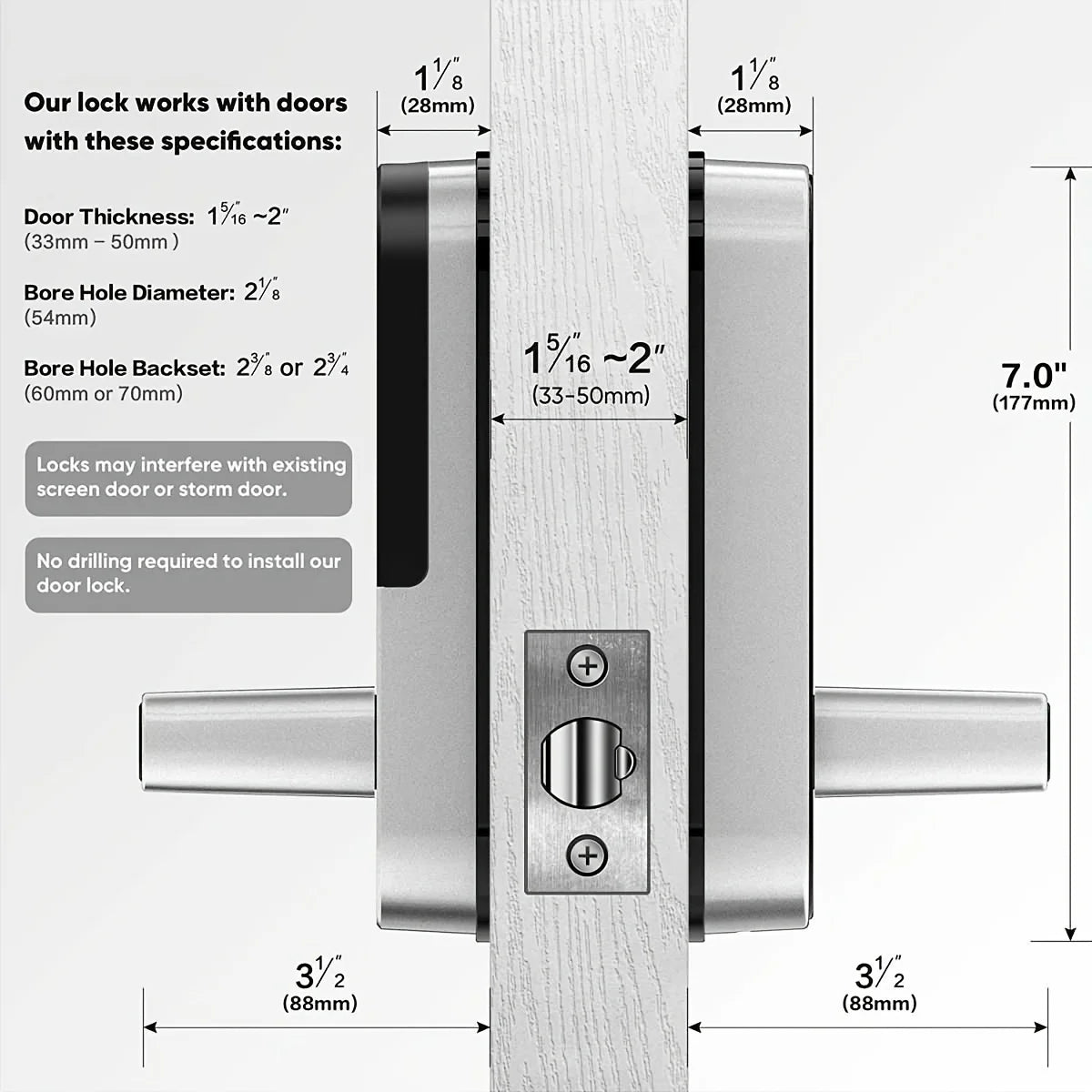 Smart Fingerprint Door Lock – Keyless WIFI Digital Touchscreen, App Remote Control, NFC, IP67 Waterproof, Includes 2 IC Cards
