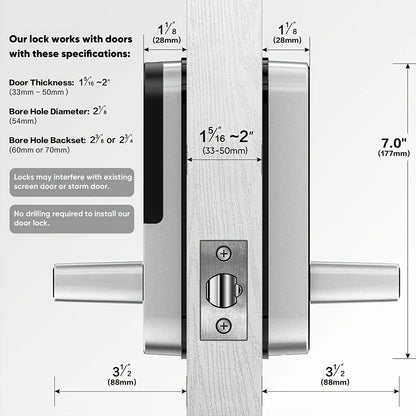 Smart Fingerprint Door Lock – Keyless WIFI Digital Touchscreen, App Remote Control, NFC, IP67 Waterproof, Includes 2 IC Cards