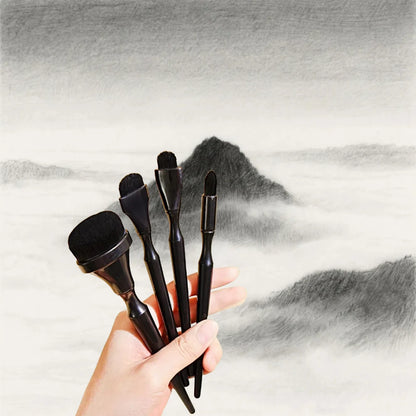 Black Rendering Brush for Watercolor, Charcoal & Pastel – Durable Art Brush for Embossing & DIY Scrapbooking