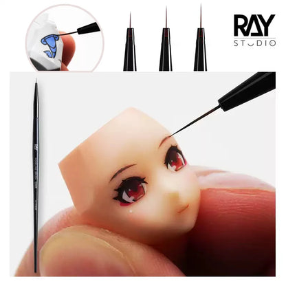 RAYSTUDIO Ultra-Fine Modeling Brush Set #0 #1 #2 – Precision Outline Pen & Script Liner Brushes for Hobby Painting and Detailing