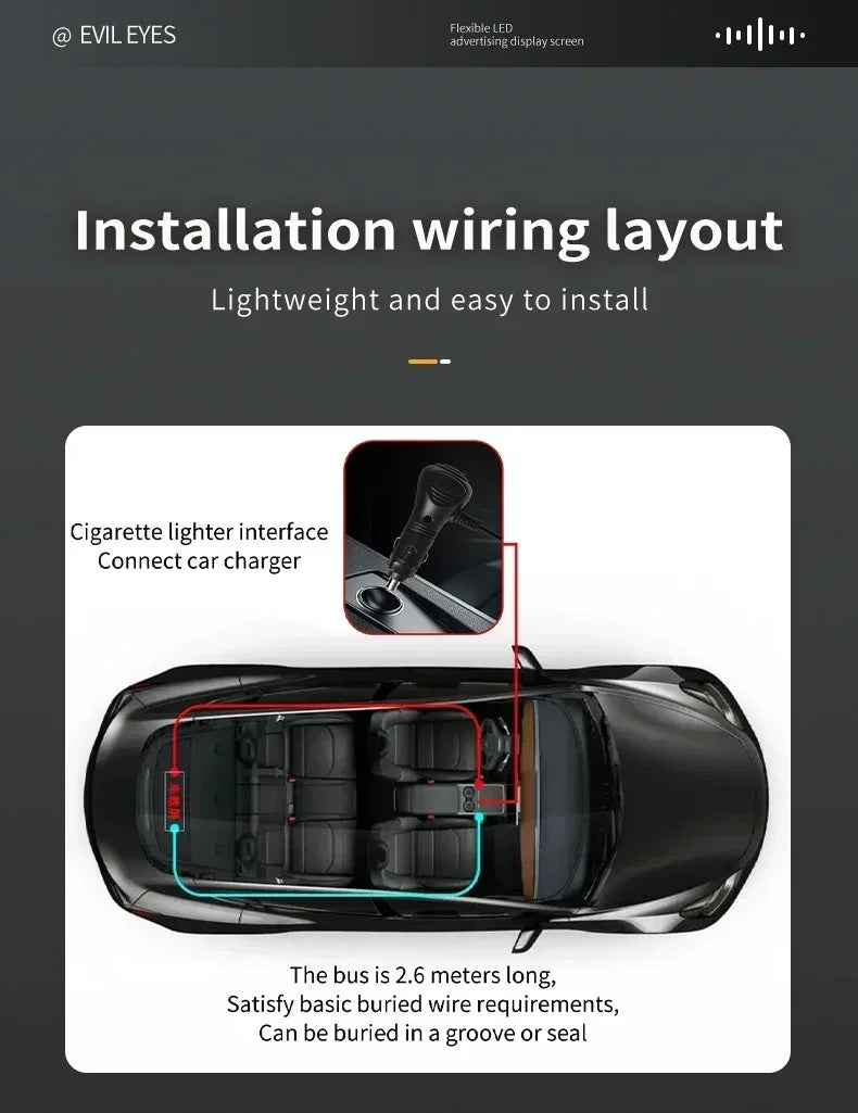 Truck & Car Devil Eye LED Pixel Panel Light – Remote-Control Soft Foldable Scrolling Display 12V/24V