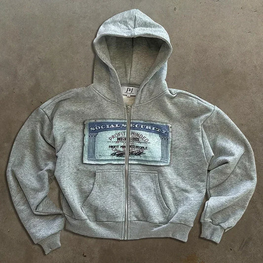 Y2K Retro Autumn Hoodies for Men & Women – Personalized Printed Street Style Long Sleeve Hooded Cardigan