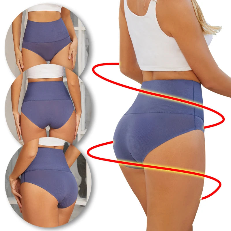 Seamless Women’s High Waist Shapewear Briefs, Ultra Breathable Silk-Like Slimming Underwear with Butt Lifting Corset Effect Pants