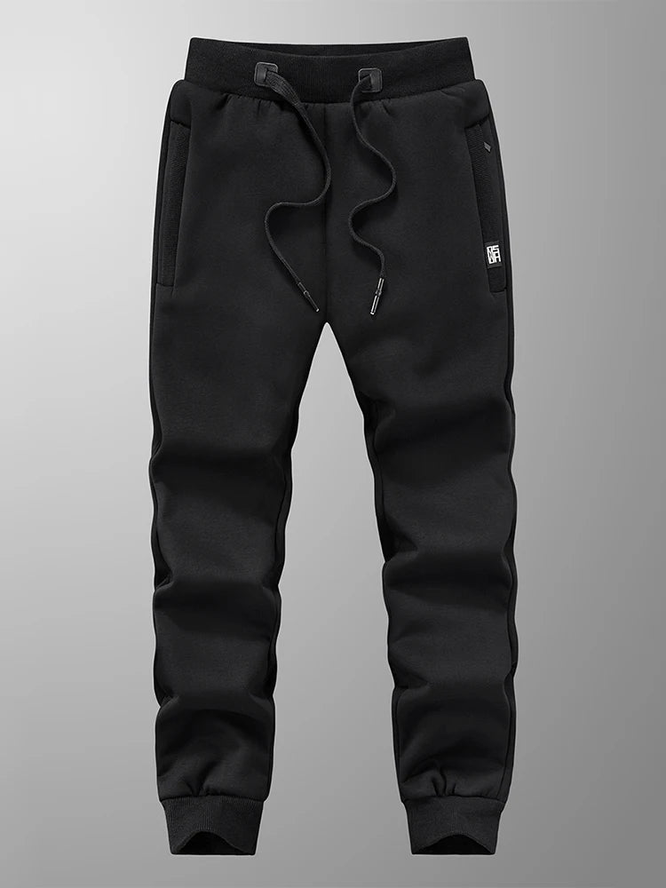 Winter Men’s Fleece Sweatpants — Thick Warm Joggers with Zip Pockets, Cotton Casual Track Pants, Plus Size 6XL-8XL