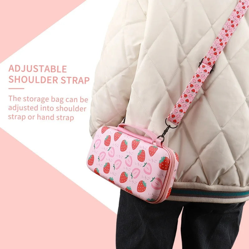 Stylish Pink Portable EVA Storage Bag for Nintendo Switch/OLED: Console Case Pouch for NS Switch OLED Controller - Game Accessories Organizer