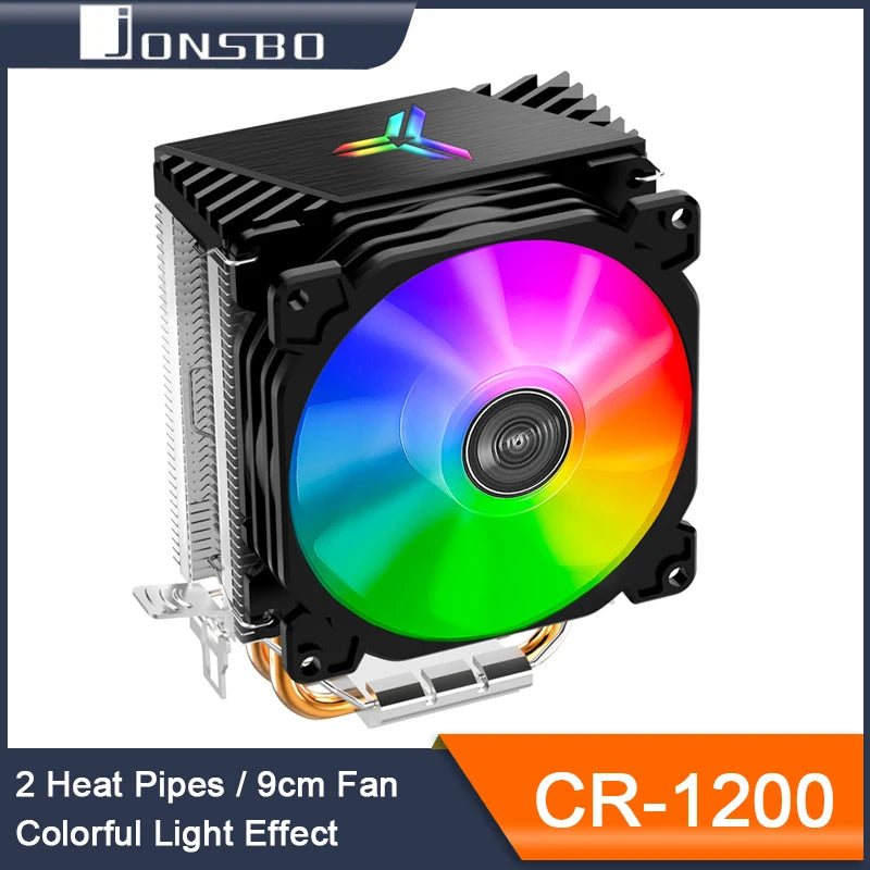 Jonsbo CR1200 CPU Cooler – 2 Heat Pipe Tower with RGB Light & 9cm Fan for Intel & AMD