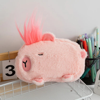 Cute Plush Capybara Pencil Storage Bag - Cartoon Animal Pen Case, Multifunctional Large Capacity Stationery Pouch