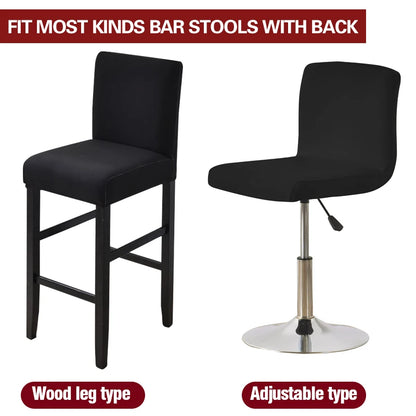 Waterproof Bar Stool Covers - Stretch Short Back Chair Protector Covers for Kitchen Dining Room Cafe Counter Height Seats