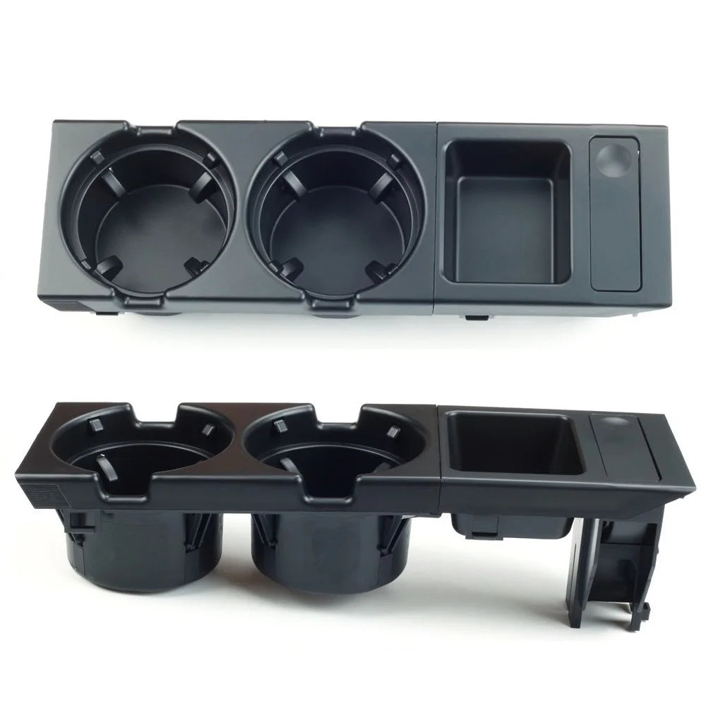 Double Hole Front Center Console Storage Box – Coin & Cup Holder for BMW E46 1999-2006 (51168217953)
