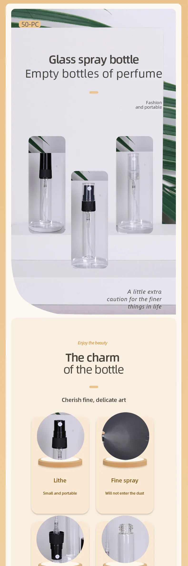 50-Pack 5ml Mini Glass Perfume Spray Bottles – Transparent High-Quality Portable Travel Sub-Bottles