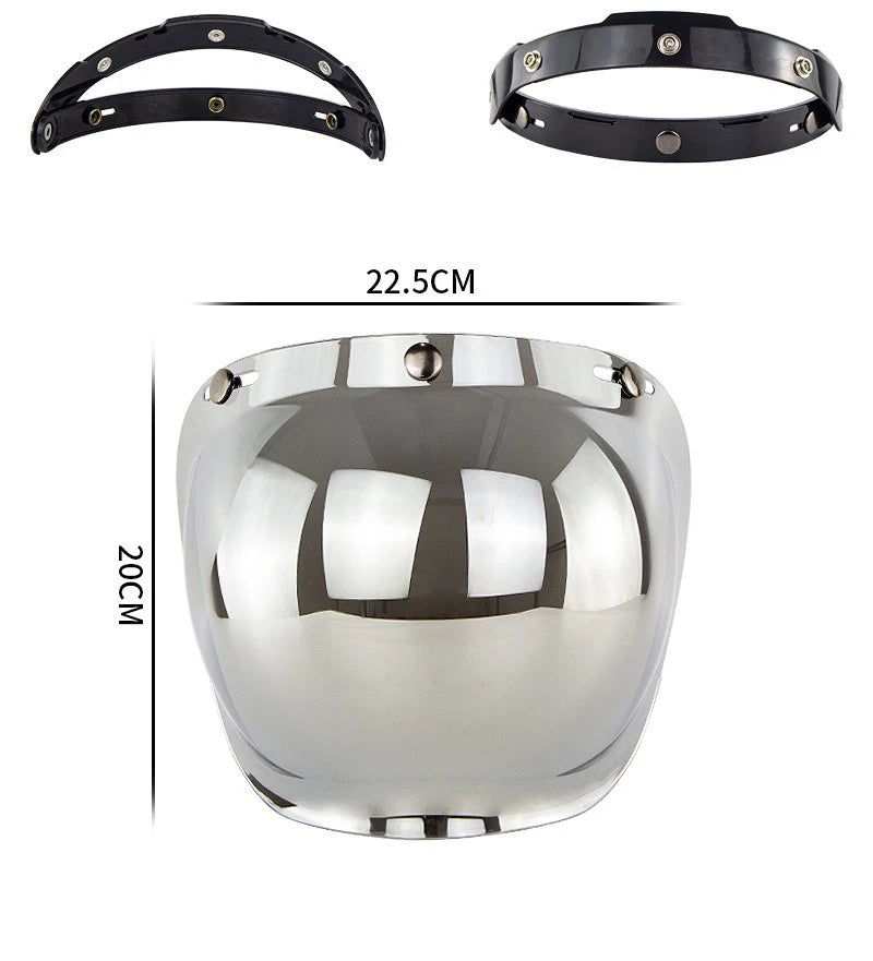 Motorcycle Helmet Bubble Visor – Anti-Fog UV Protection HD Lens for Retro Open Face Helmets