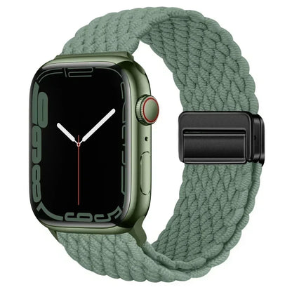 Nylon Braided Loop Apple Watch Band – Magnetic Metal Bracelet Strap for Ultra 2, Series 3–9 & SE (40mm–49mm) Adjustable Wristband