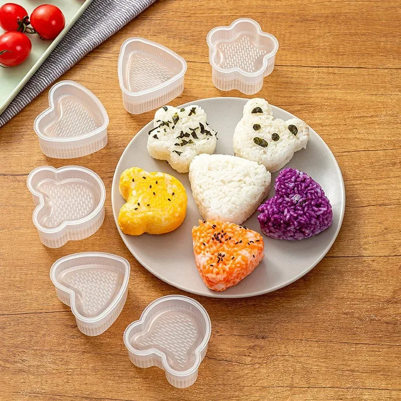 4PCS Transparent Sushi Mold Set – Triangular Onigiri Rice Ball Maker & Food Press Kit for Bento Kitchen Use