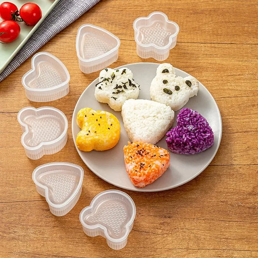 4PCS Transparent Sushi Mold Set – Triangular Onigiri Rice Ball Maker & Food Press Kit for Bento Kitchen Use