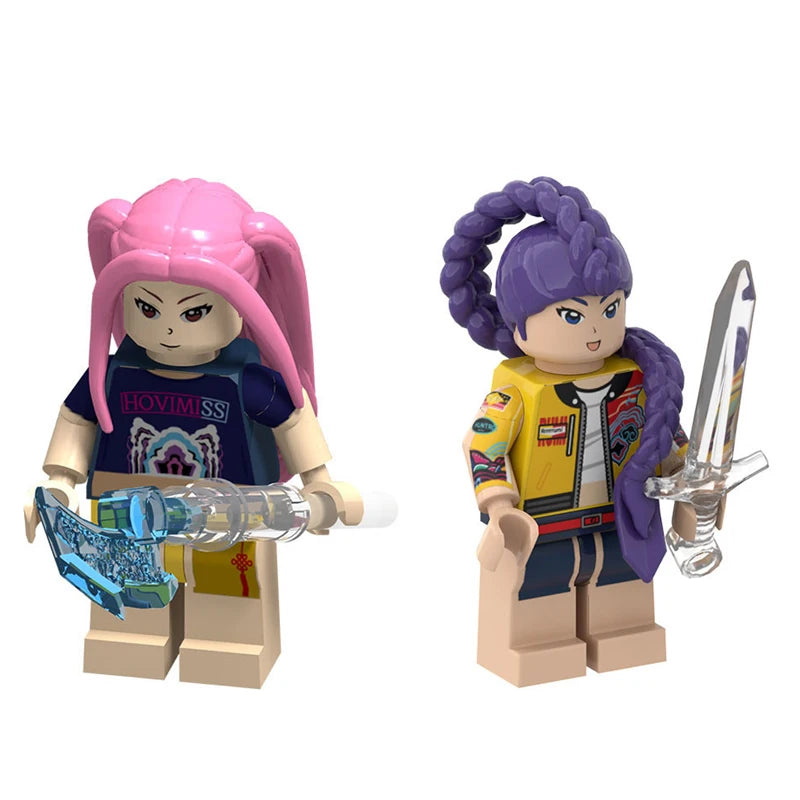 KPOP Demon Hunters Cartoon Doll Building Blocks – Kawaii Mini Action Figure Head Assembly Toy, Educational Gift for Kids
