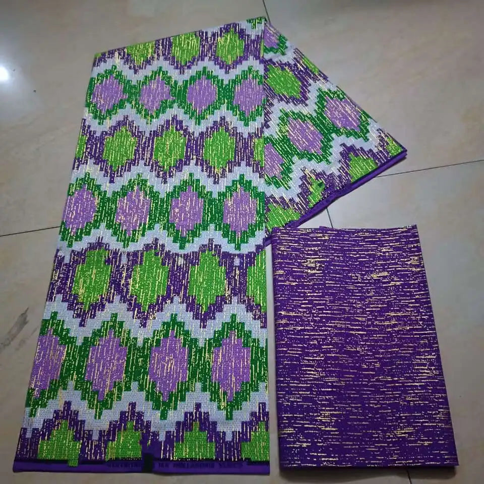 Real Ankara Wax Lace Fabric - 100% Cotton Nigerian Gold Print, 6 Yards Ghana Style Party Dress Material