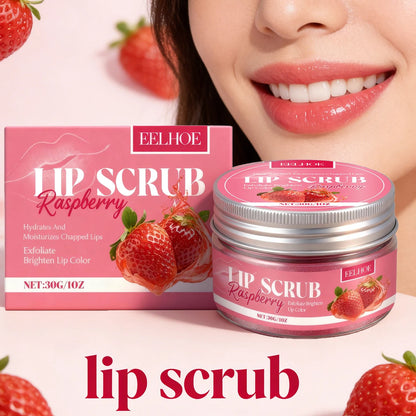 Strawberry Lip Scrub - Exfoliating Moisturizing Lip Care for Dry, Dull & Flaky Lips