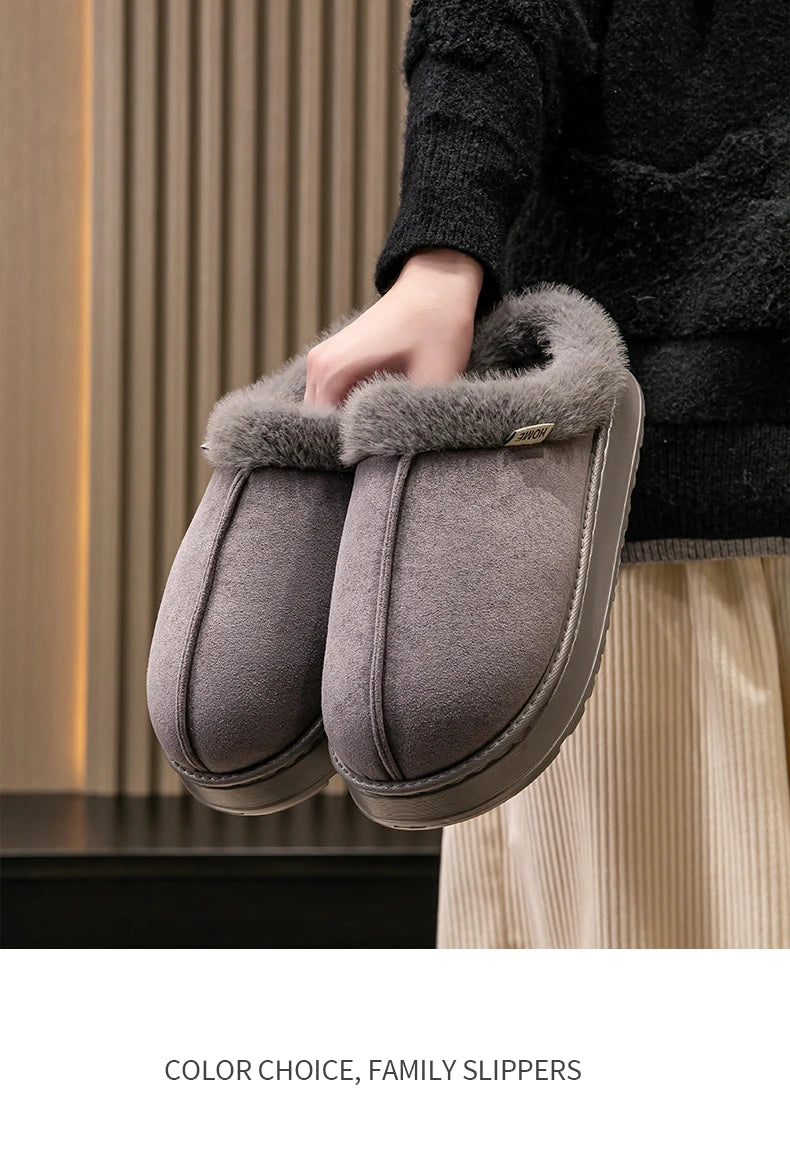 Fashion Women’s Fluffy Slippers – Warm Anti-Slip EVA Indoor Shoes with Thick Sole for Autumn & Winter