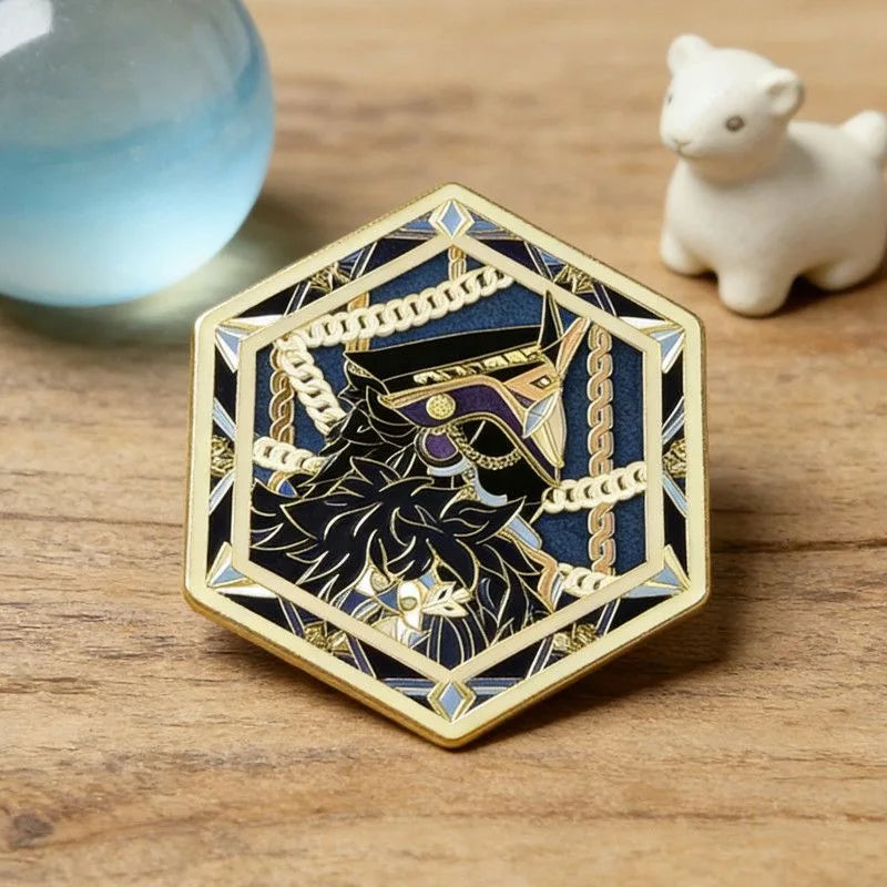 Genshin Impact Capitano Anime Pins - Cosplay Badge Brooches for Backpacks, Costumes & Fan Gifts