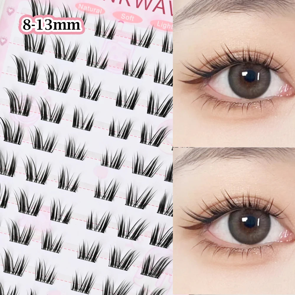 Large Capacity Girls’ Glue-Free False Eyelashes – Natural Wispy Reusable Bottom & Top Lashes, Easy Apply