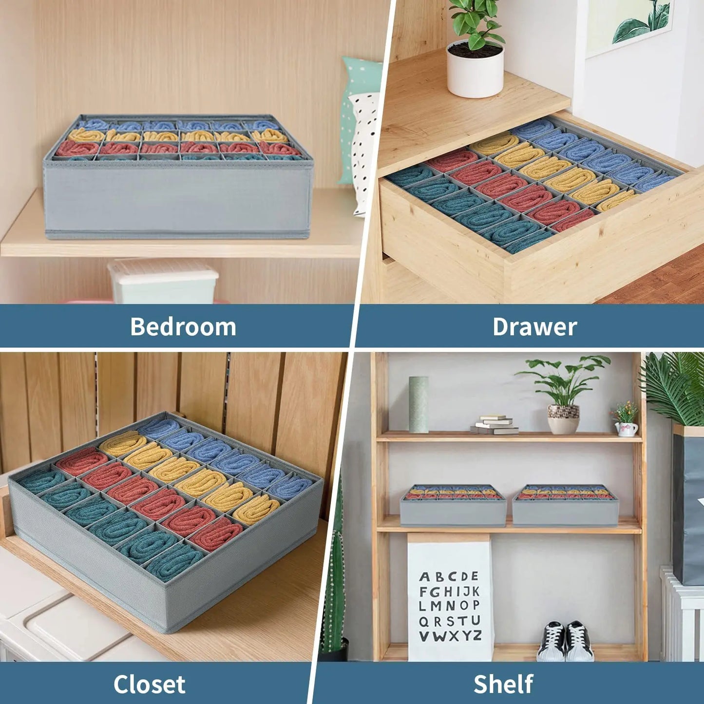 Underwear & Sock Storage Organizer Box – Bra, Socks & Clothing Drawer Divider for Wardrobe & Cabinet Organization System