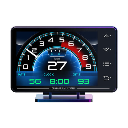 XS OBD+GPS Car HUD Gauge - Multi-Function Head-Up Display with LCD for Temperature, Turbo & Oil Pressure