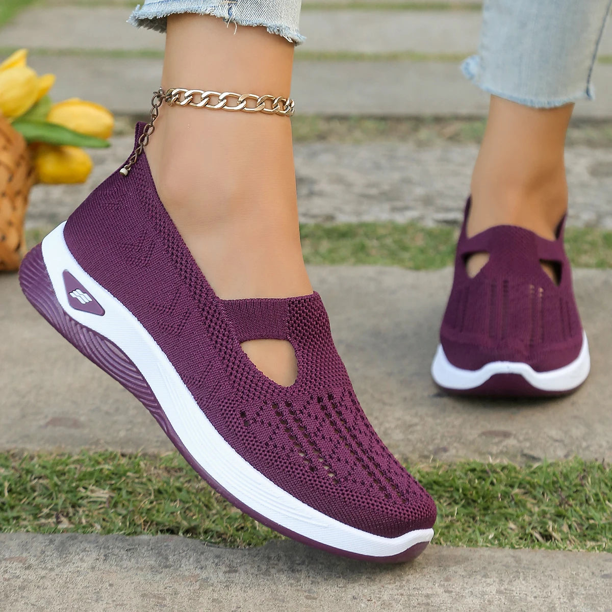 Women’s Casual Summer Sneakers - Lightweight Solid Flat Shoes for Everyday Four Season Wear