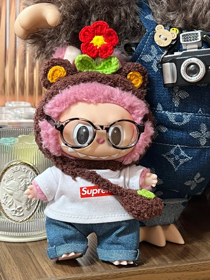 17cm Labubu Doll Clothes – Sunflower Red Flower Heartbeat Macaron Cute Outfit for Labubu Dolls