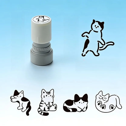 Cute Cat Self-Inking Stamp Set - Mini Portable Stamps for Journaling, Card Decorating & Note Marking
