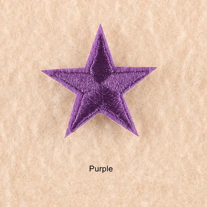 10Pcs Mini Star Embroidery Iron-On Patches – DIY Clothing Appliques Pentagram Stickers for Jackets, Jeans & Bags (Black, White, Gold)