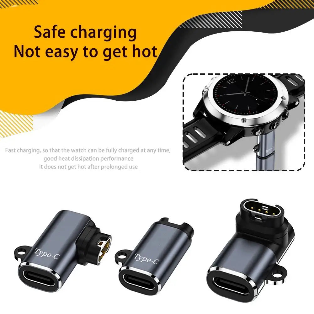 USB Type-C Charger Adapter for Garmin Fenix 7/7X/5S/6/6X/6S Pro – Smartwatch Charging Converter Accessory