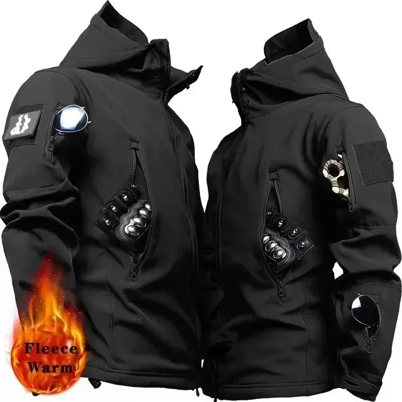 Men's Tactical Winter Set – Windproof Waterproof Soft Shell Jacket & Sharkskin Work Pants | Multi-Pocket Outdoor Suit