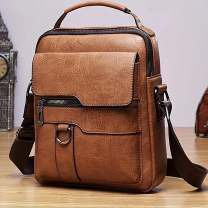Men’s Shoulder Bag – PU Leather Crossbody for 9.7" iPad, Business Flap Messenger Bag, Travel Bag