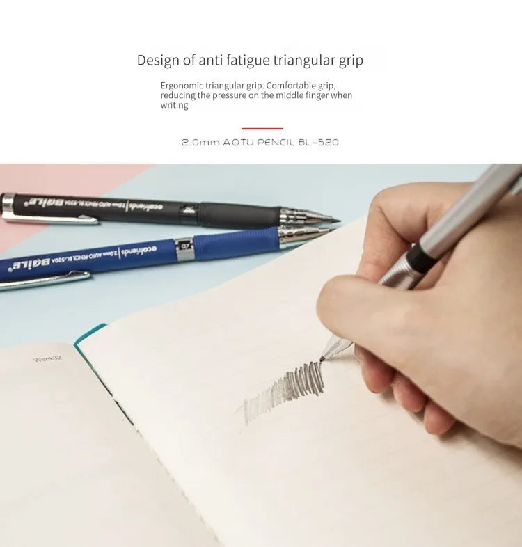 Mechanical Pencil Set 2.0mm – Automatic Pencil with 2B Black & Colored Lead Refills for Writing, Sketching, & Art Drawing